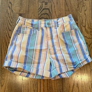 American Eagle mom jean shorts multi color striped size 2 womens NWOT cuffed